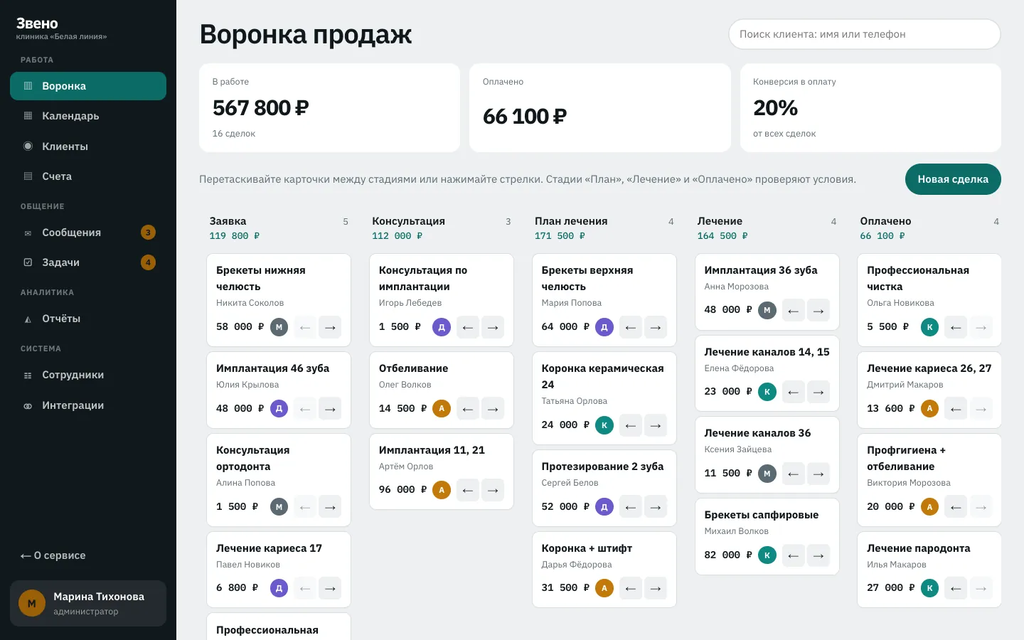 Приложение: воронка продаж, суммы по колонкам
